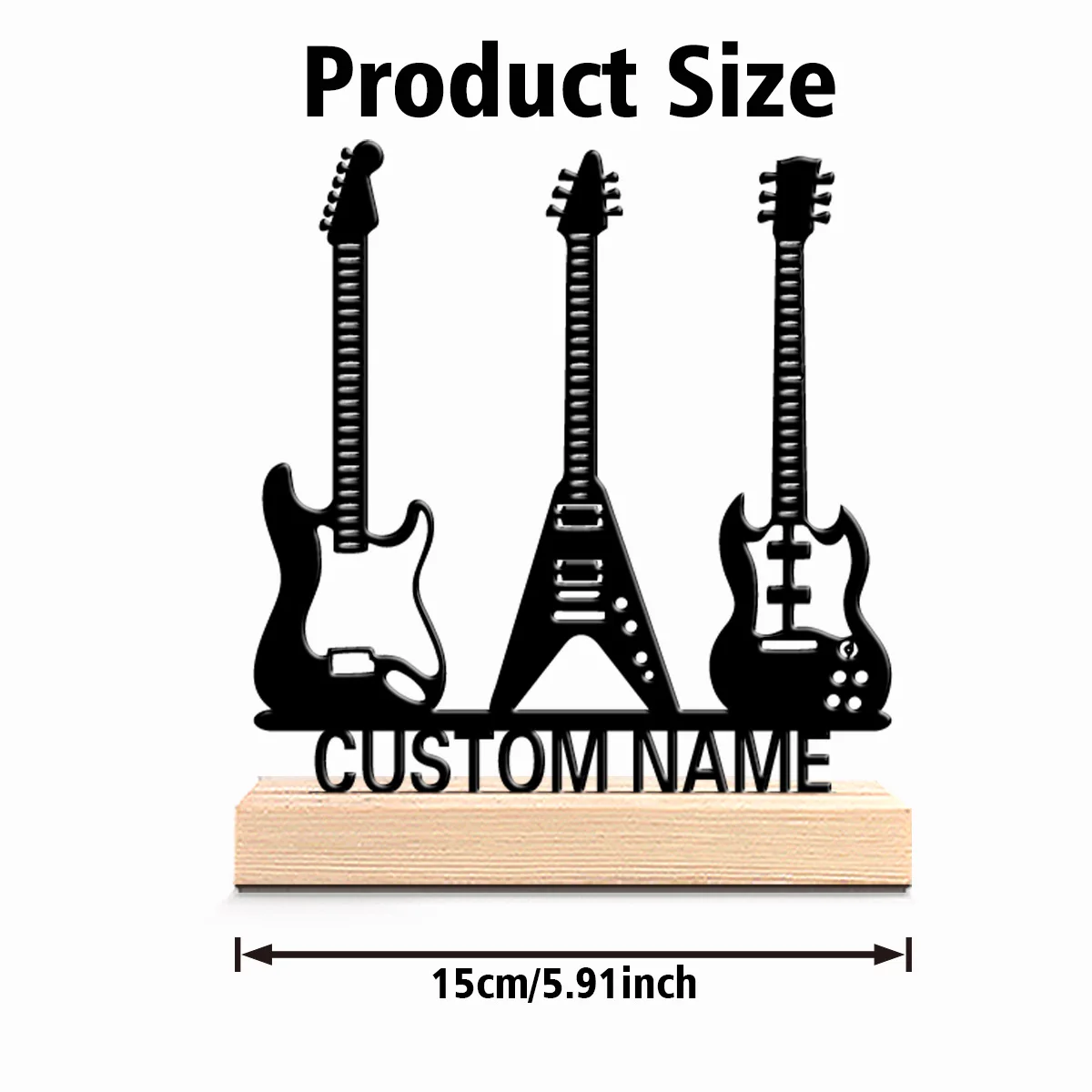 1pc Fashion Personalized Custom Electric Guitar Metal Statues Music Lover Is Gift With Wooden Frame Perfect For Musicians