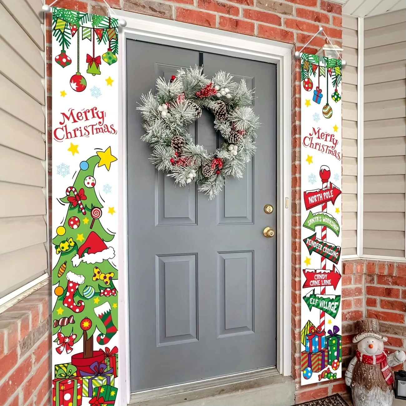 Whoville زينة عيد الميلاد علامة الشرفة عيد الميلاد- مرحبا بكم في زينة باب عيد الميلاد Whoville خلفية لافتة معلقة #2