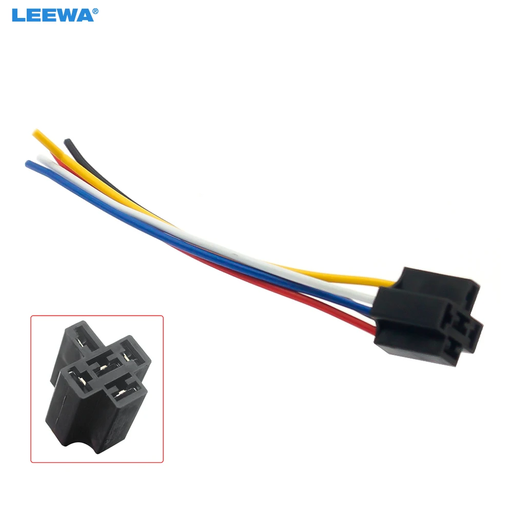 LEEWA 1PC Car DC 12V 5Pin Relay Sockets Wire Electrical Connector with Terminals Wire Auto Relay plug cable #CA5651