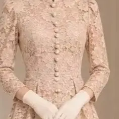 Modest Women A-line Midi Dress Stand Collar Long Sleeve Elegant Formal Work Dress