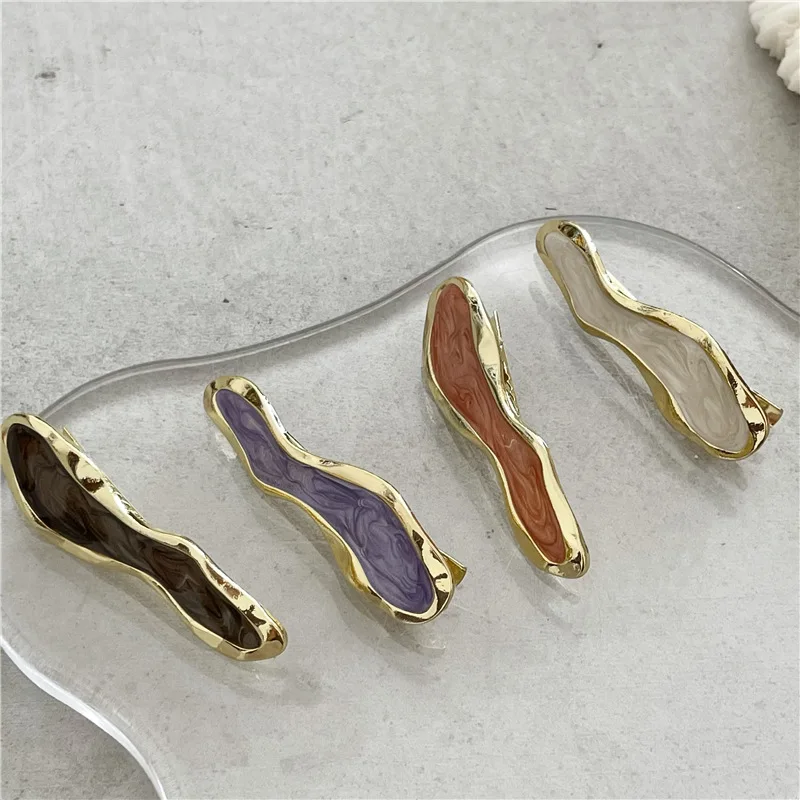 Temperament And Beautiful Drop Oil Alloy Barrettes Side Clip Design Sense Elegant Metal Duckbill Clip Bang Clip Korean Style New