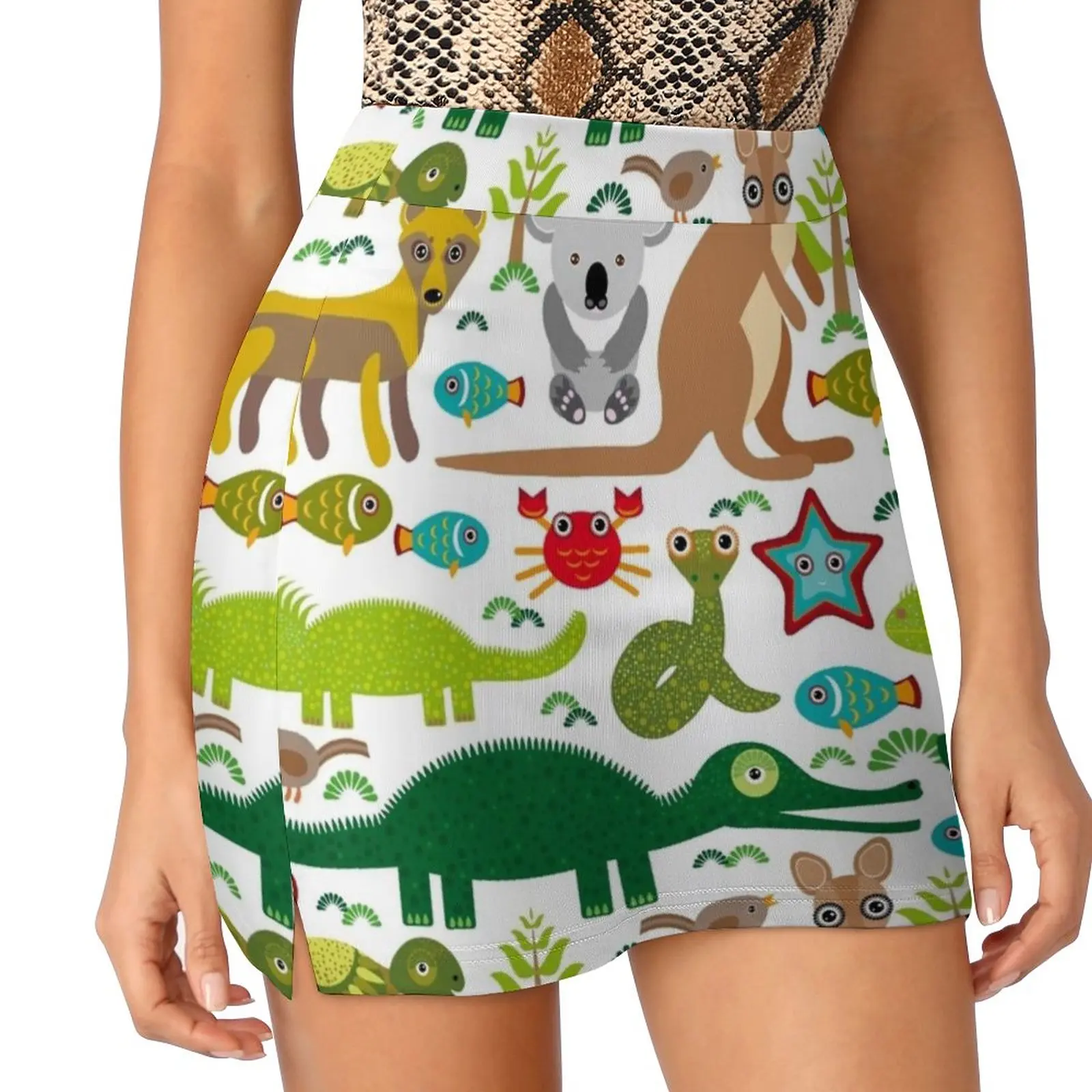 Australia : Koala , Snake , Turtle , Crocodile , Alliagtor Women's skirt Sport Skort Skirt With Pocket Fashion Korean Style