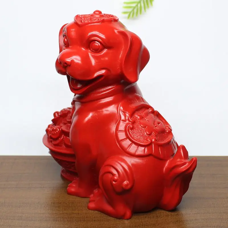 Natural cinnabar zodiac dog red sand cornucopia lucky wangcai dog home town house Feng Shui crafts