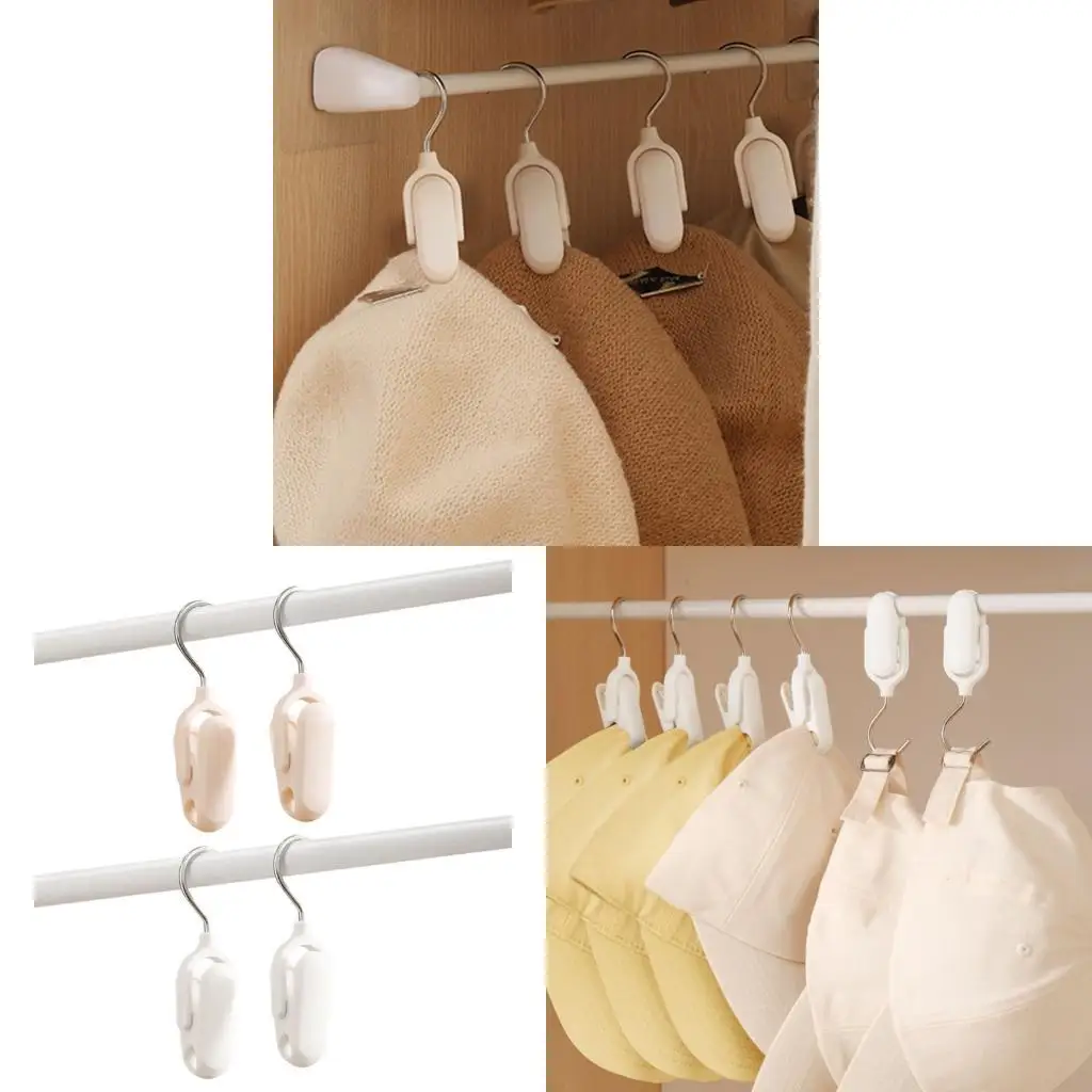 62KD Pack of 2 Adjustable Hat Holder Clips Heavy Duty Space Saving Closet Accessory Home Travel Storage Clip For Home