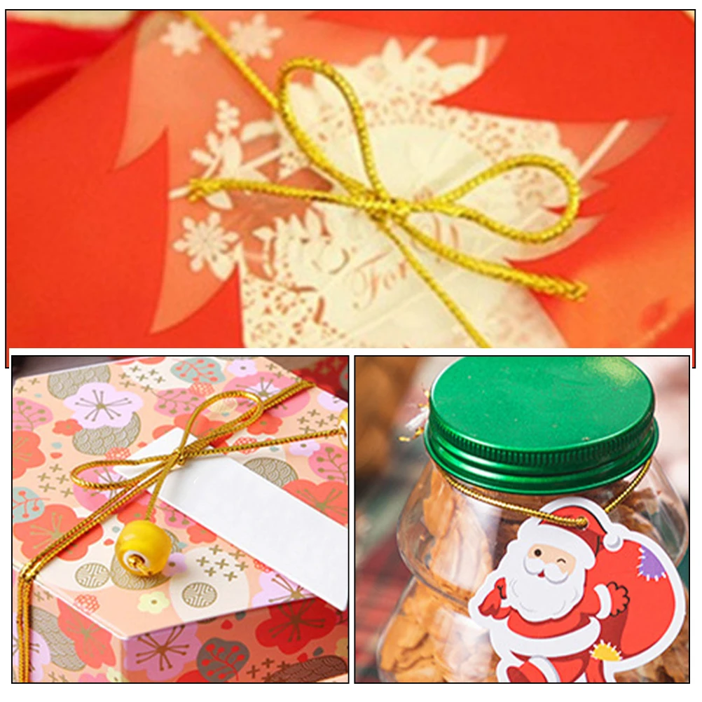 

4 Rolls Gold Elastic Cords Packaging Wrapping String Craft Rope Stretch Cord Decorative Twine Gift Box Binding Durable Stretch