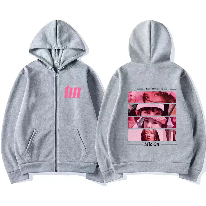 Mamamoo Group Tour meine con Mode y2k Reiß verschluss Hoodie Mantel Männer Frauen lässig niedlich Sweatshirt Unisex schwarz Fleece Reiß verschluss Jacke