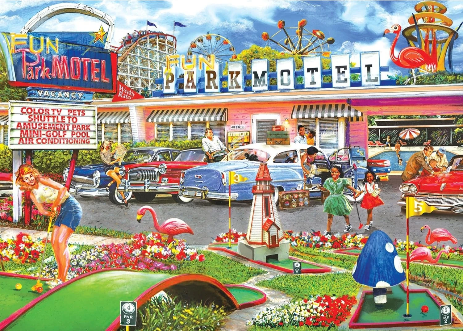 

Fun Park Motel 120/300/500/1000 Pieces Jigsaw Puzzles Brain Training Challenging Educational Toys for Adults Kids Birthday Gift