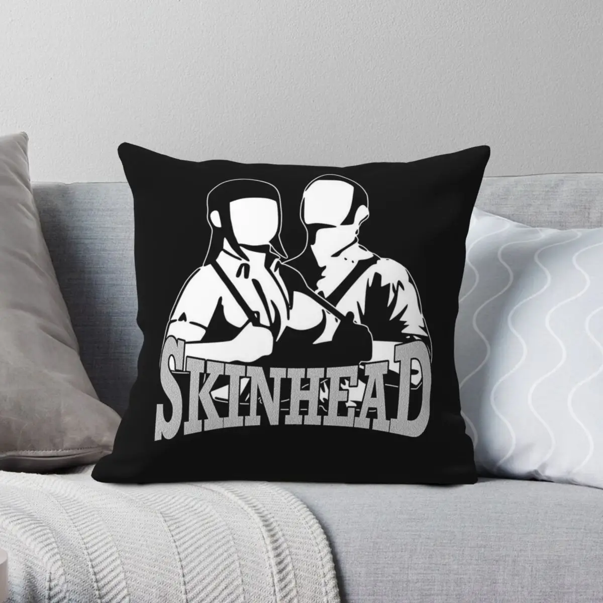 Skinhead Square Pillowcase Polyester Linen Velvet Pattern Zip Decorative Pillow Case Car Cushion Case