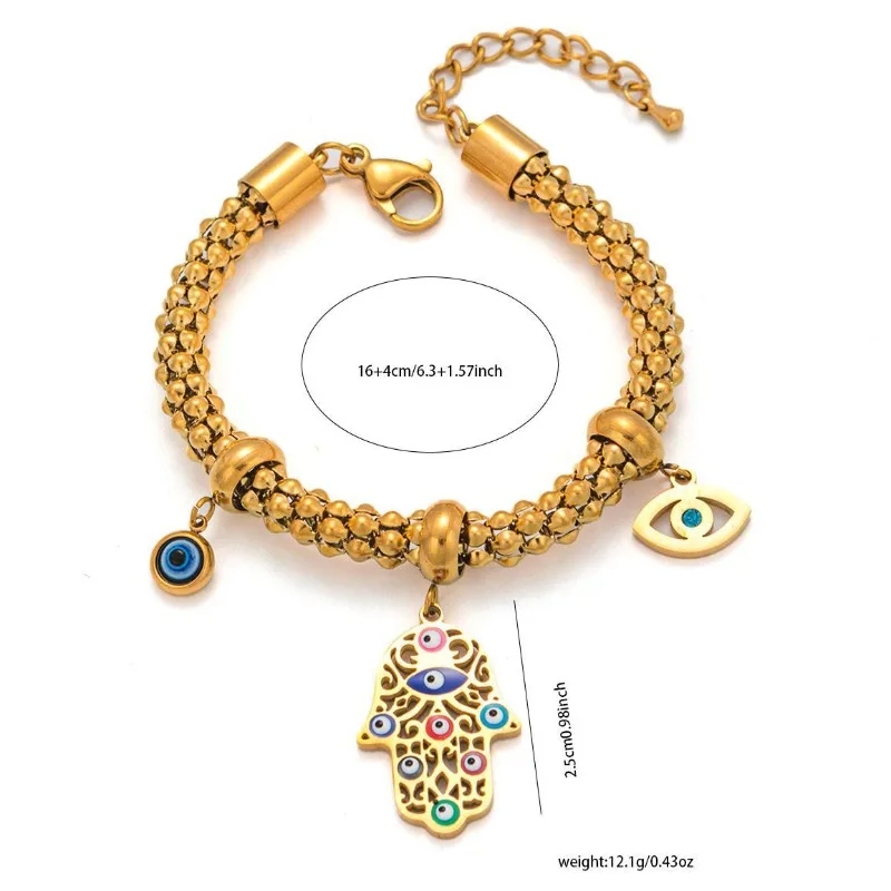 الفولاذ المقاوم للصدأ يد فاطمة سحر سوار للنساء أزياء Türkiye عين الشر الإسورة المجوهرات هدايا بالجملة