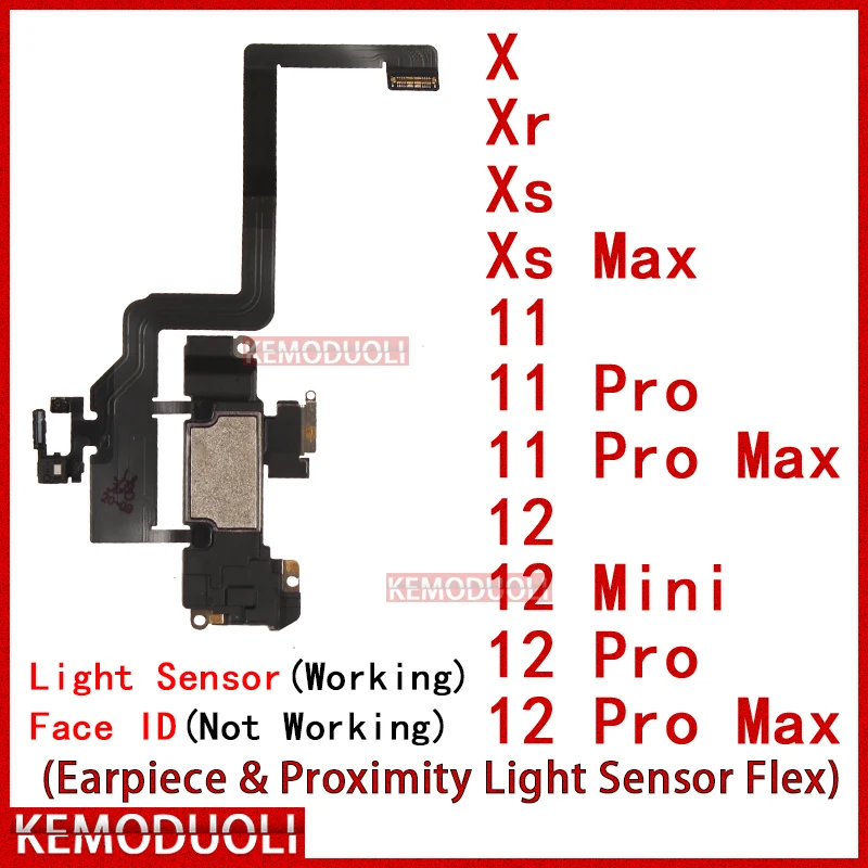 Replacement Parts Top Sound Earpiece Speaker for IPhone 11 12 Mini X Xs Xr Pro Max Proximity Sensor Flex Cable No Face ID