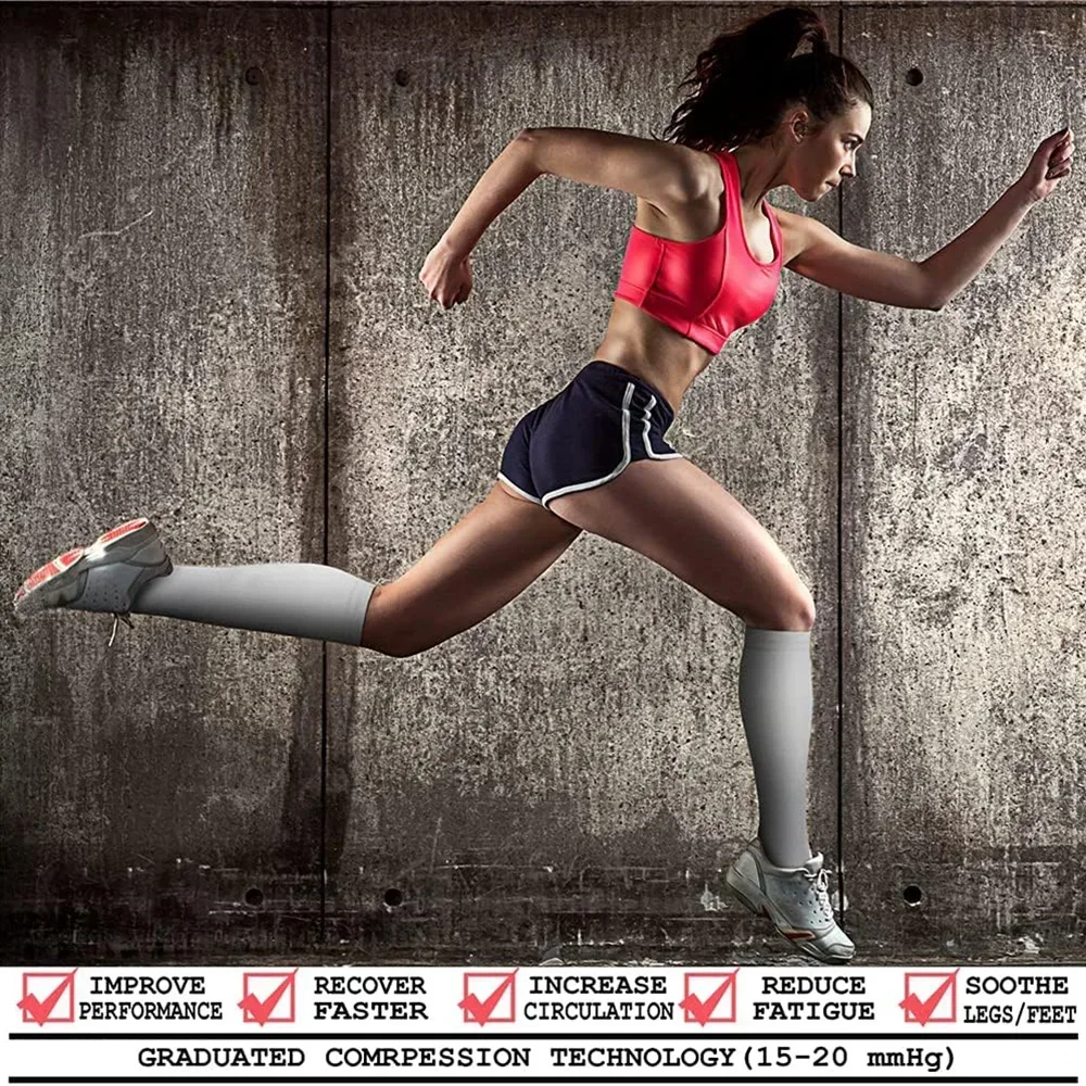 女性用銅製コンプレッションソックス 循環用 (3 足) - ランニング、アスレチック、旅行に最適なコンプレッションソックス