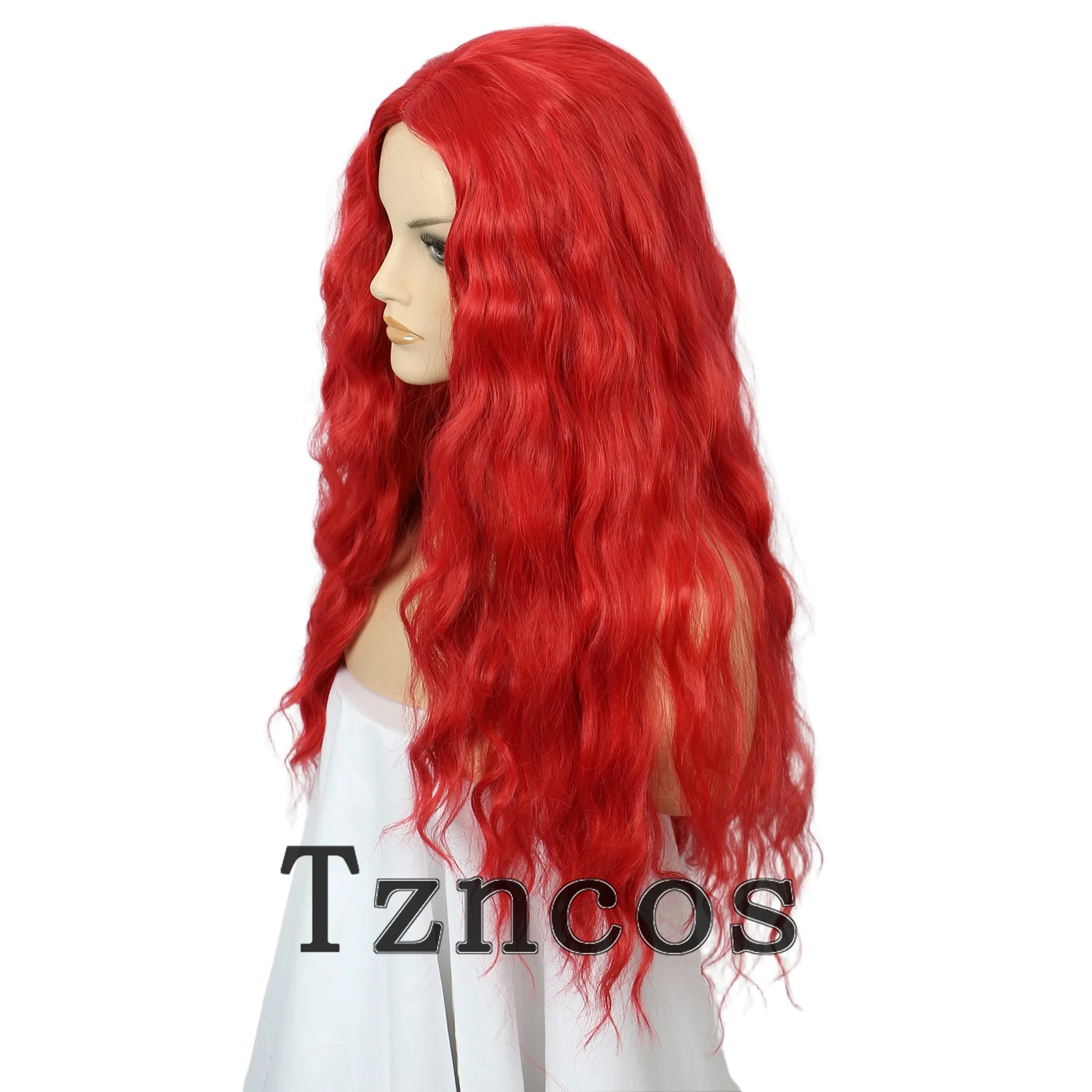 Tzncos Peluca roja ondulada larga Pelucas de disfraz de Halloween para fiesta de mujer