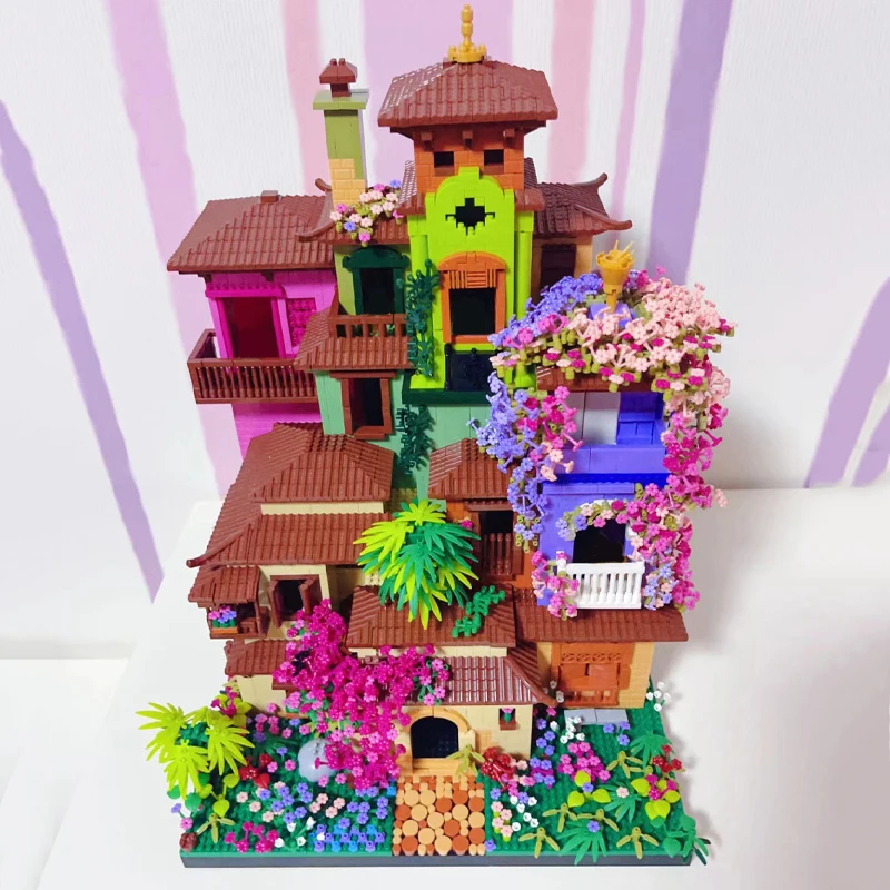 LHCX 818 Światowa Architektura Magiczny Dom Lekka Willa Wymarzony Kwiatowy Ogród Trawa DIY Mini Diamentowe Klocki Cegły Zabawka Budowlana Bez Opakowania