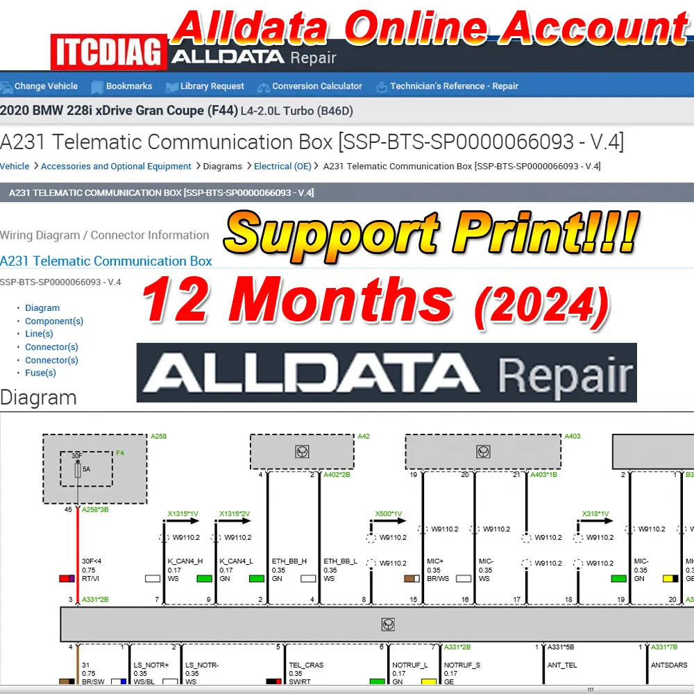 

2024 Alldata online Account for Car Truck all data software Auto repair software 12 month service alldata software udpate online