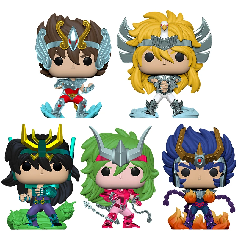 10Cm Funko Pop Saint Seiya Andromeda Ikki Hyoga Shiryu Seiya Anime figura de acción Kit de modelismo muñeca regalo Juguetes