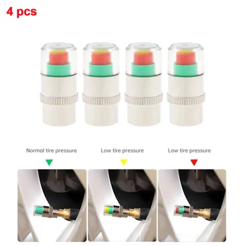 자동차 타이어 압력 표시기, 시각적 타이어 압력 경고, 타이어 캡, 자동차 타이어용 압력 게이지 포함, 2.4 바, 1 개, 4 개