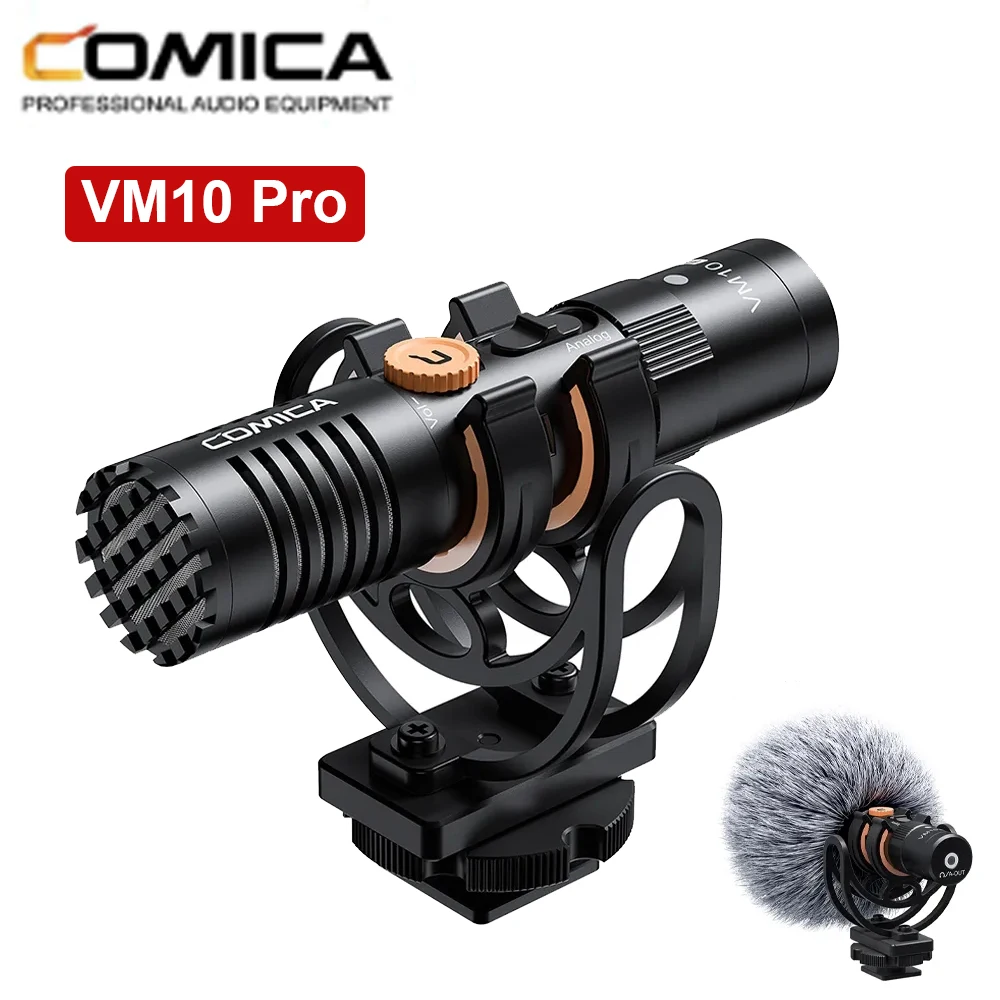 Comica Vm10 Pro Camera Microfoon Met Schokbevestiging, Gain Control En Deadcat, Video Shotgun Microfoon Voor Smartphones, Dslr Cam