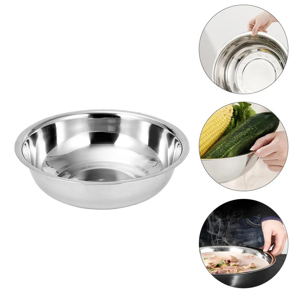 

Stainless Steel Basin Food Containers Tableware Salad Mixing Bowl Vegetable Washing Pot Child