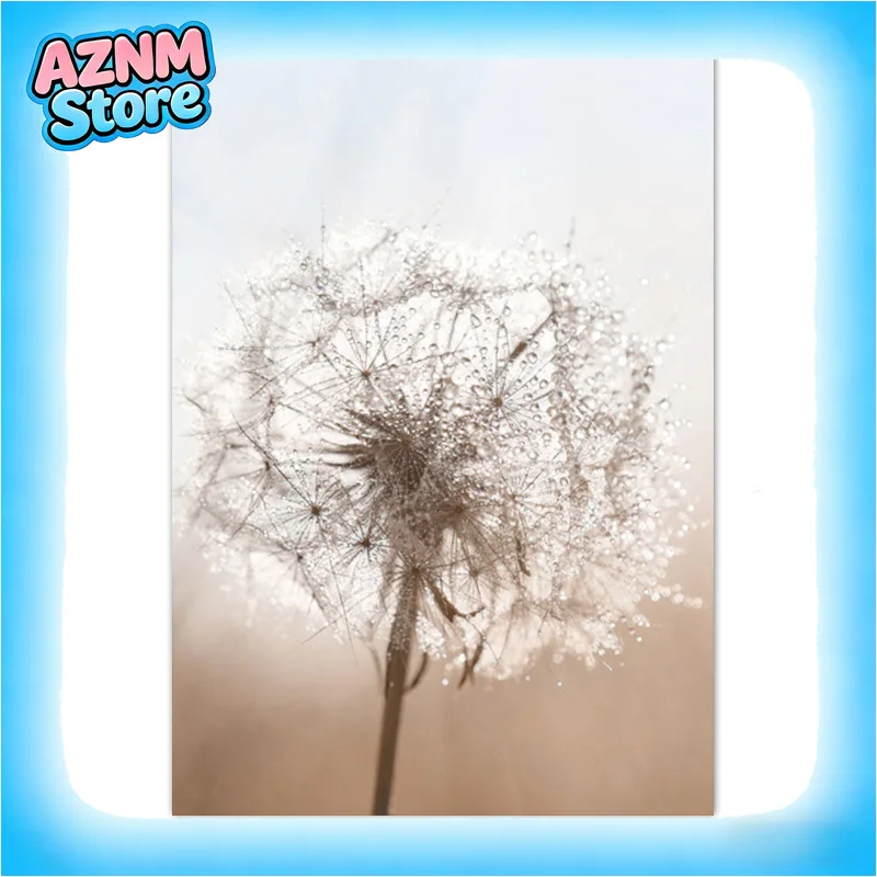 Beige Landscape Wall Art Dandelion Oil Painting Reed Art Printmaking Mountain Lake Poster Nordic Living Room Decoration Pictu