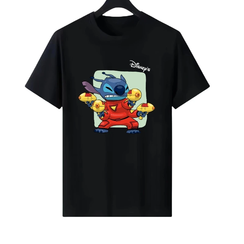 

Disney Stitch Pattern Print Woman Funny Round Neck Parent-child Clothing Ladies Cheap Y2k Short Sleeves T-Shirt Men Sweatshirts