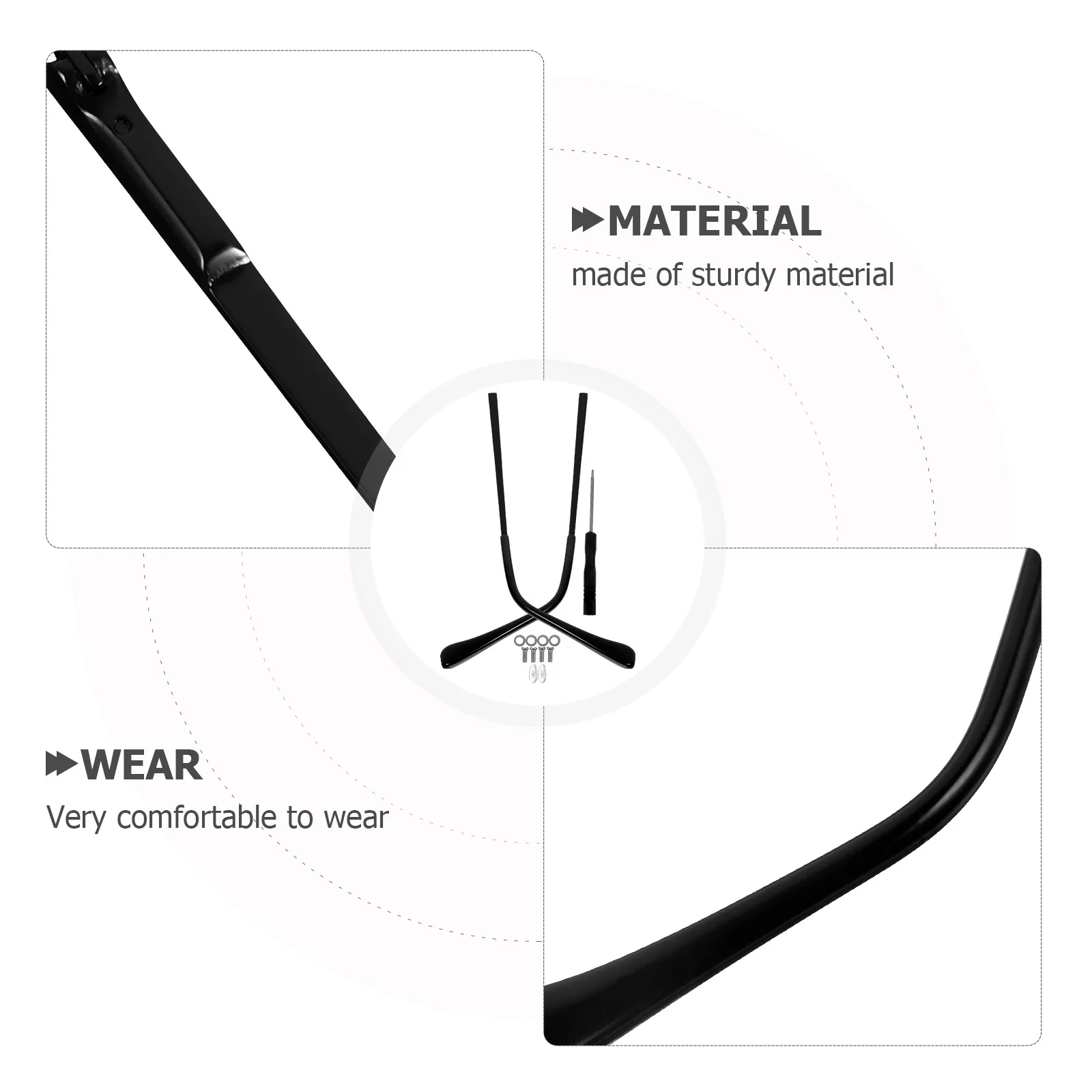 Metal Rimless Óculos Braço Pernas, Templo Aumento Óculos Acessórios, Óculos De Sol Repair Kit