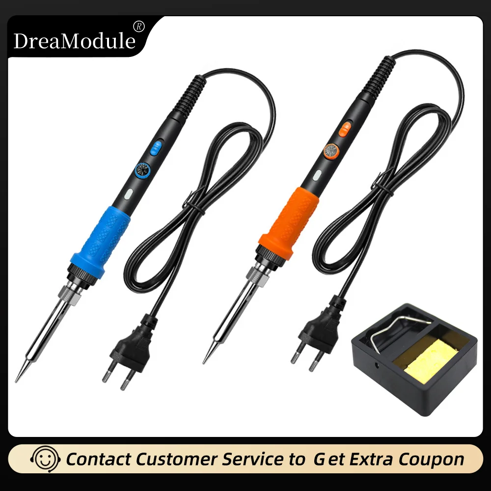 60W Electric Soldering Iron Kit With Temperature Control 200-450℃ Fast Heating Ceramic Core for Circuit Board Welding