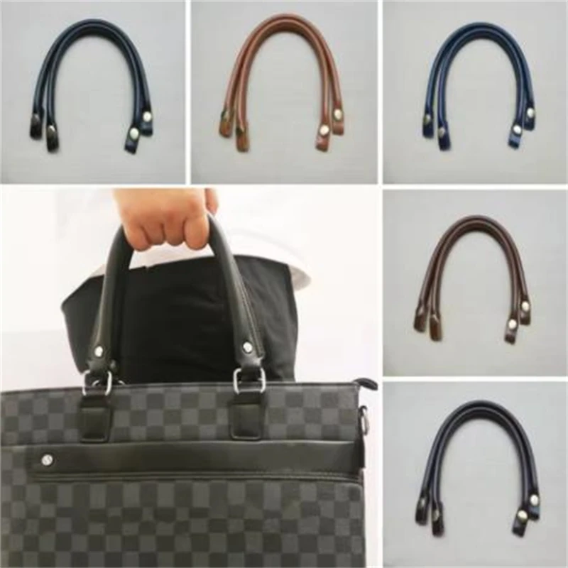 

2PCS Bag Straps PU Leather DIY Handmade Handles Black Brown Replacement Strap for Crossbody Shoulder Handbag Handle 40cm