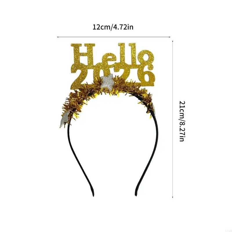 Holiday Hairband 2026 Año Nuevo Glitters Star Hairhoop para celebración las vacaciones