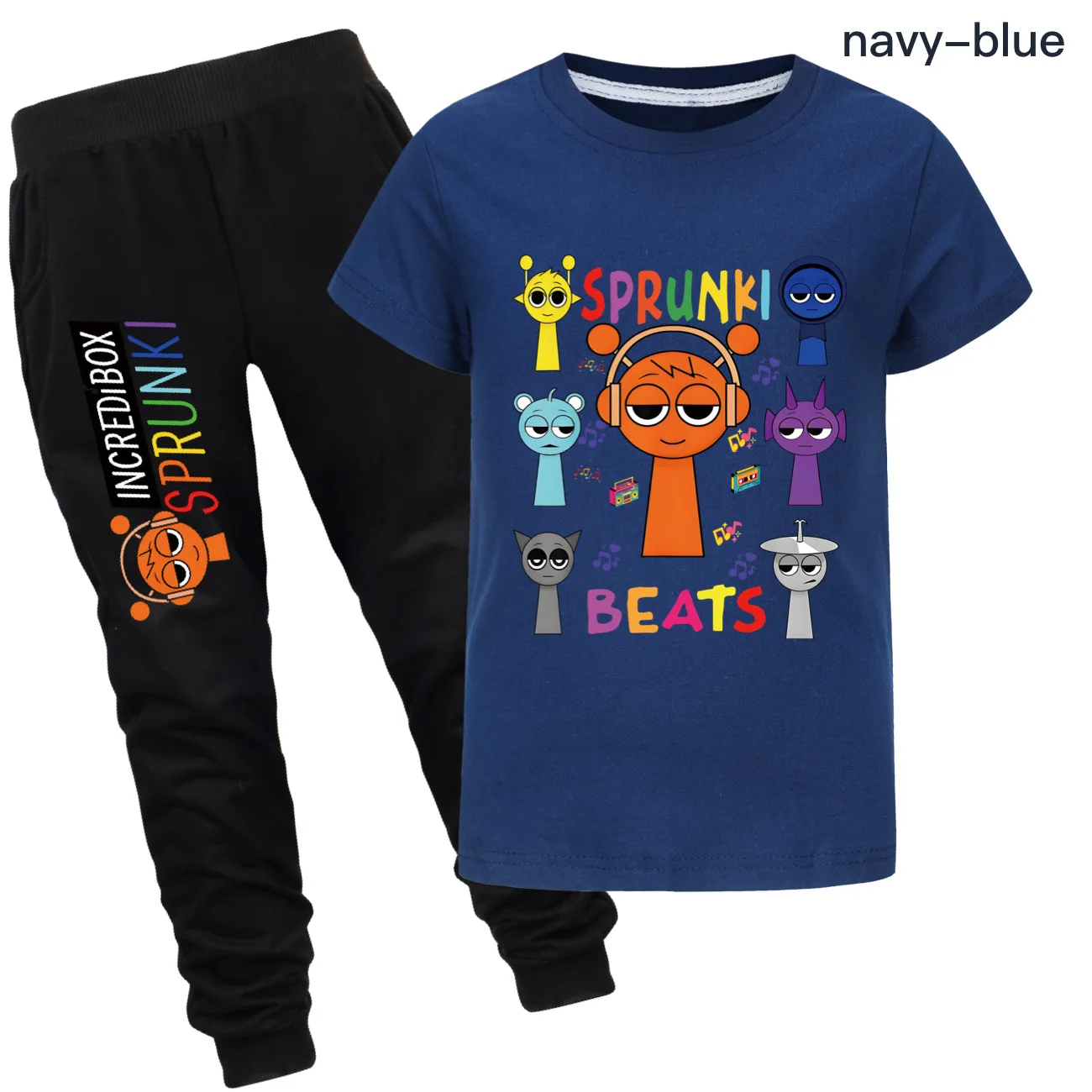 Sprunki Cartoon Clothing Baby Kids Game Incredibox Cotton T-shirt+Trousers Sets Boys Gilrs Costumes Birthday party pajamas Suits