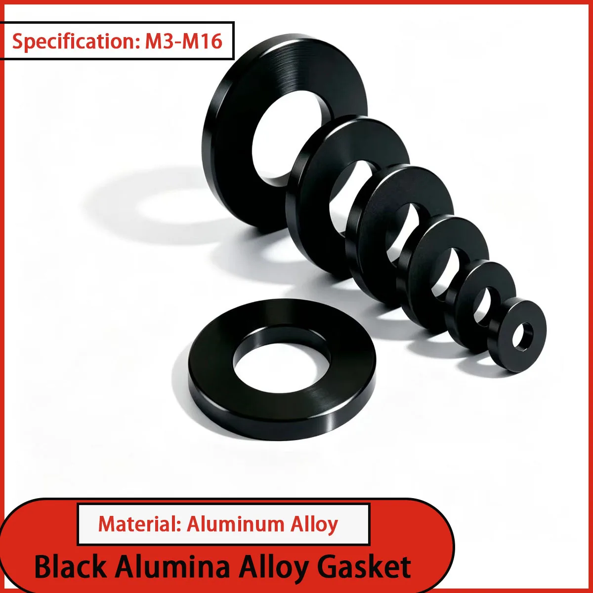 Black Anodized 6063 Aluminum Alloy Spacers, Oversized Cylindrical Sleeves Flat Washers, Full Sizes Available