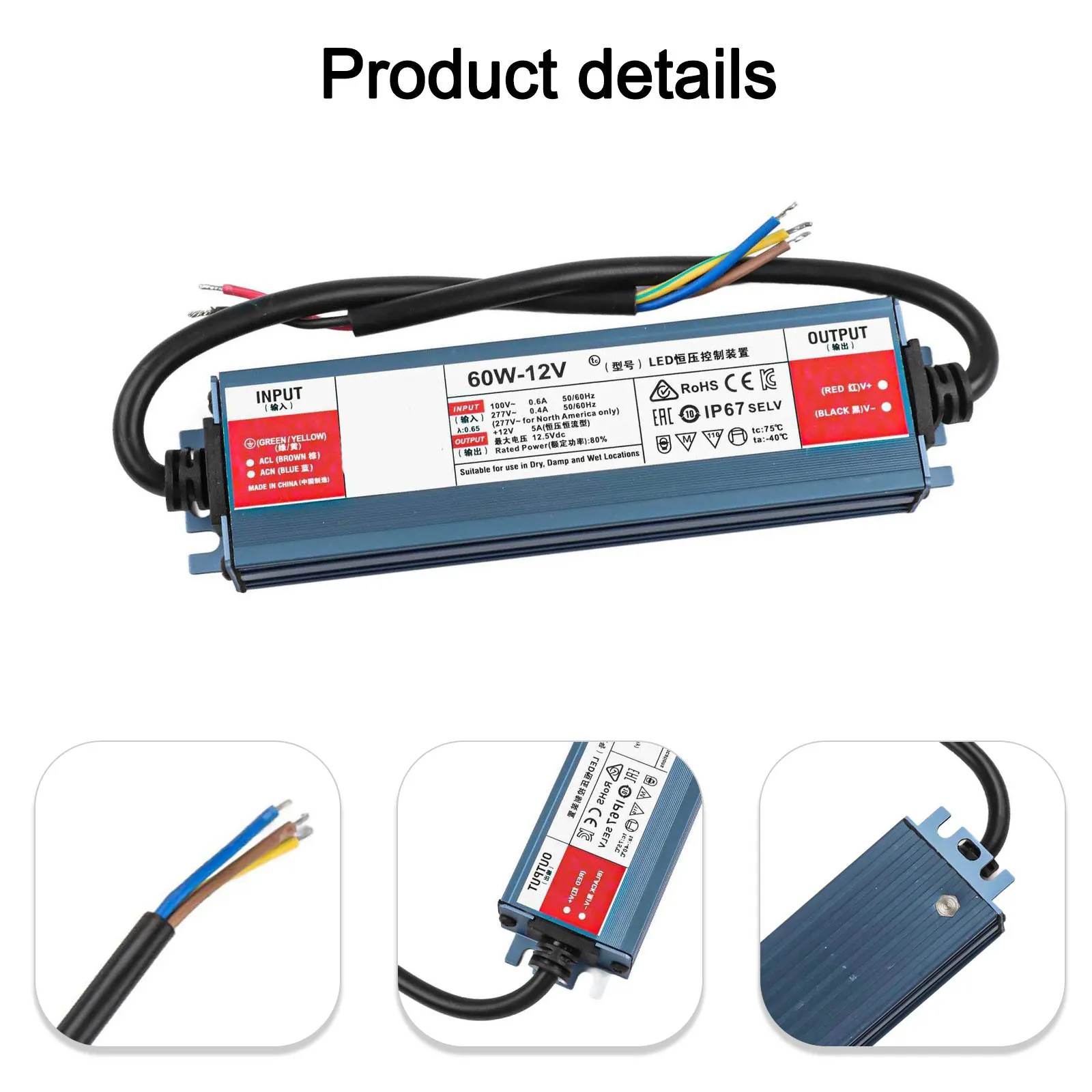 Advanced Safety Led Transformer LED Driver Lighting Controller Dust-proof Design High Voltage Resistance IP67 Waterproof