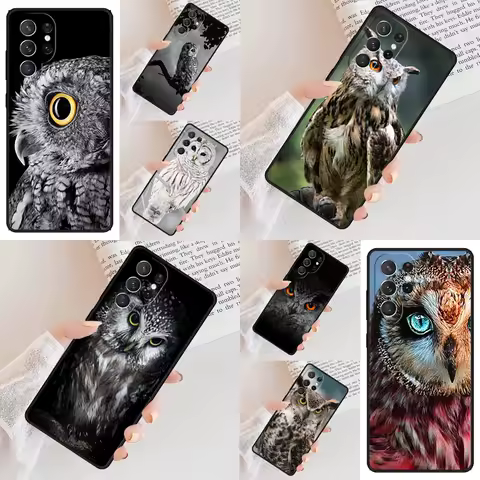 Animal Owl Eyes Phone Case For Samsung Galaxy S24 S23 S22 S21 Ultra S10 Note 10 Pro S20 Plus FE S9 S8 Cover