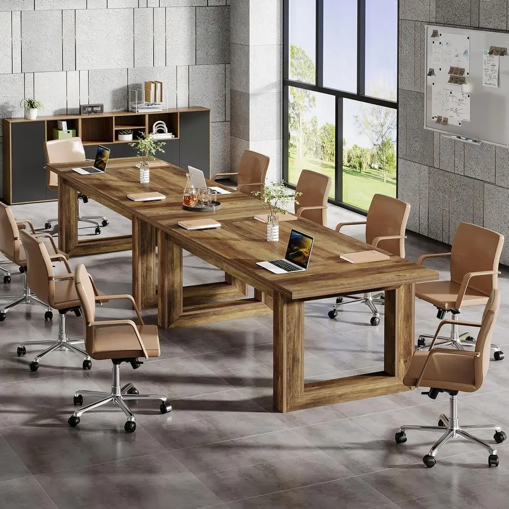 

Conerence Table, ern Meeting Table, 5 t Wood Conerence Room Table, Large Recular Businurniture Seminar or Boardroom (2, Brown)