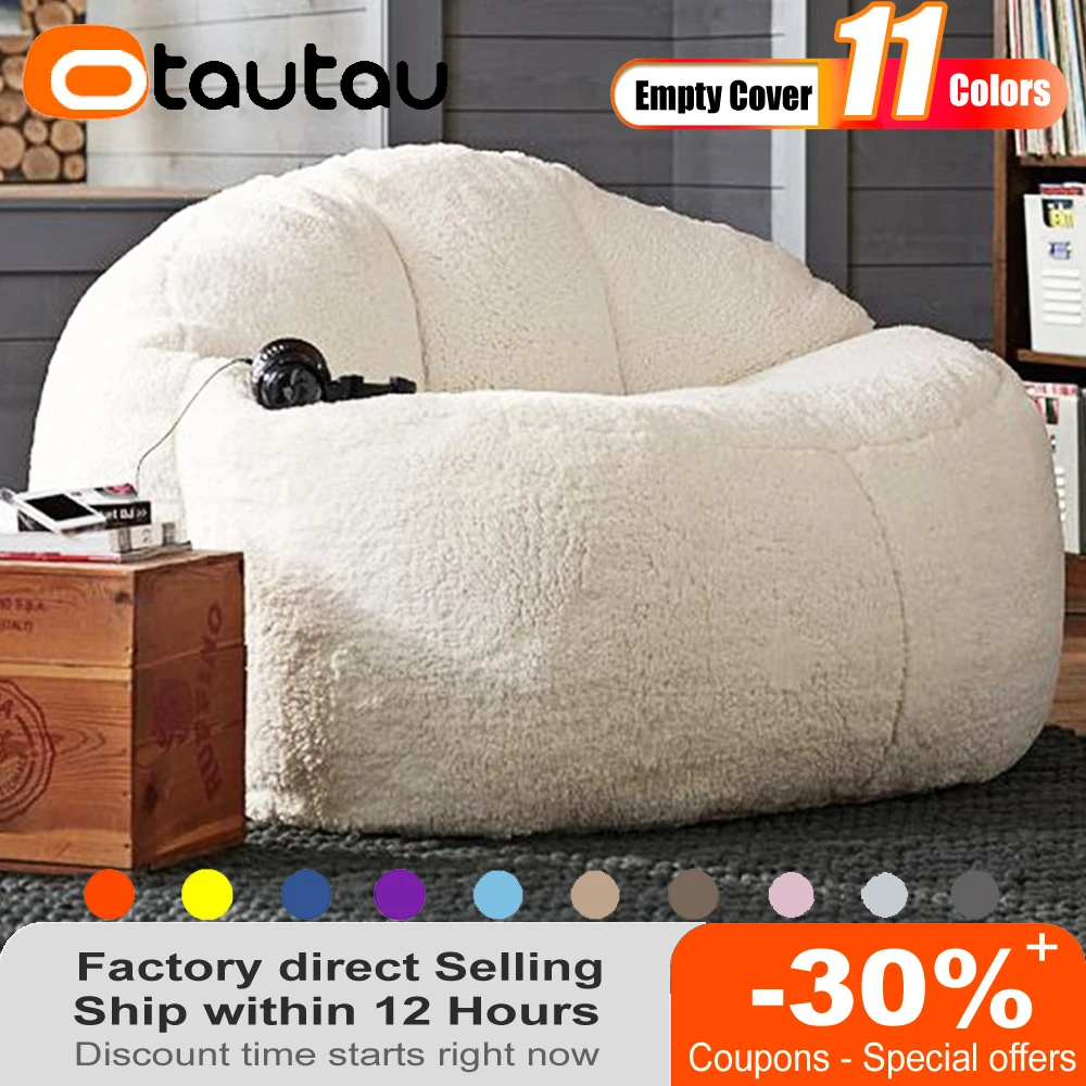 OTAUTAU 1/2 siedzenie miękkie polar poszwa na poduszkę typu Beanbag bez wypełniacza Beanbag Sofa łóżko otomana pufa relaksuje się leżak fotel rozkładany SF018