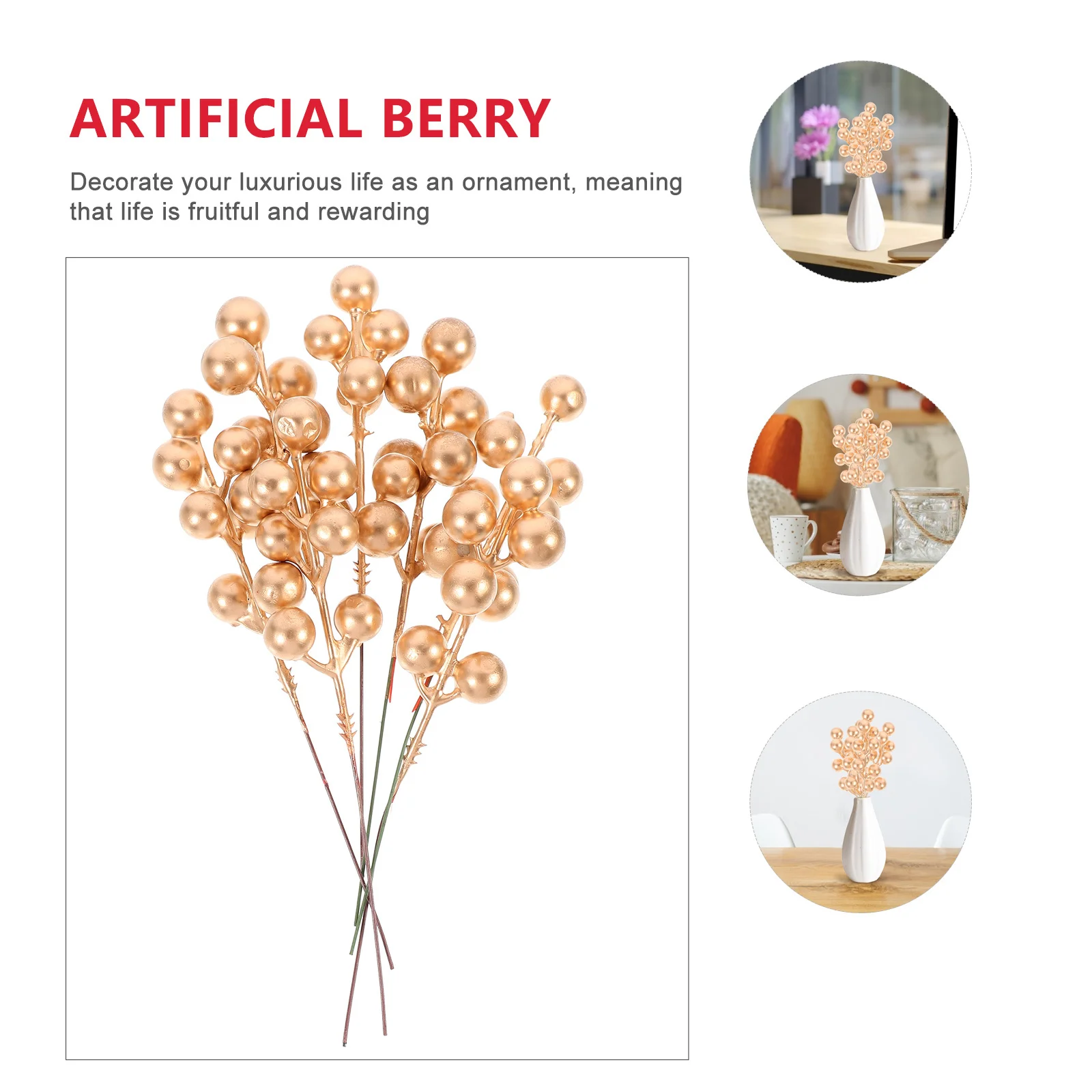 

20Pcs Simulation Red Berries Artificial Berry Picks for Home Decoration Festive Party DIY Crafts Artificial Berry