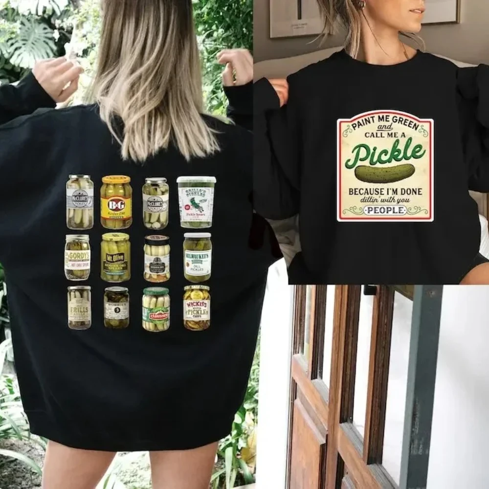 

Винтажная толстовка с консервированными сорняками, рубашка с маринованными сорняками, рубашка для любителей маринованных сезон, креативная толстовка с забавным принтом, подарок