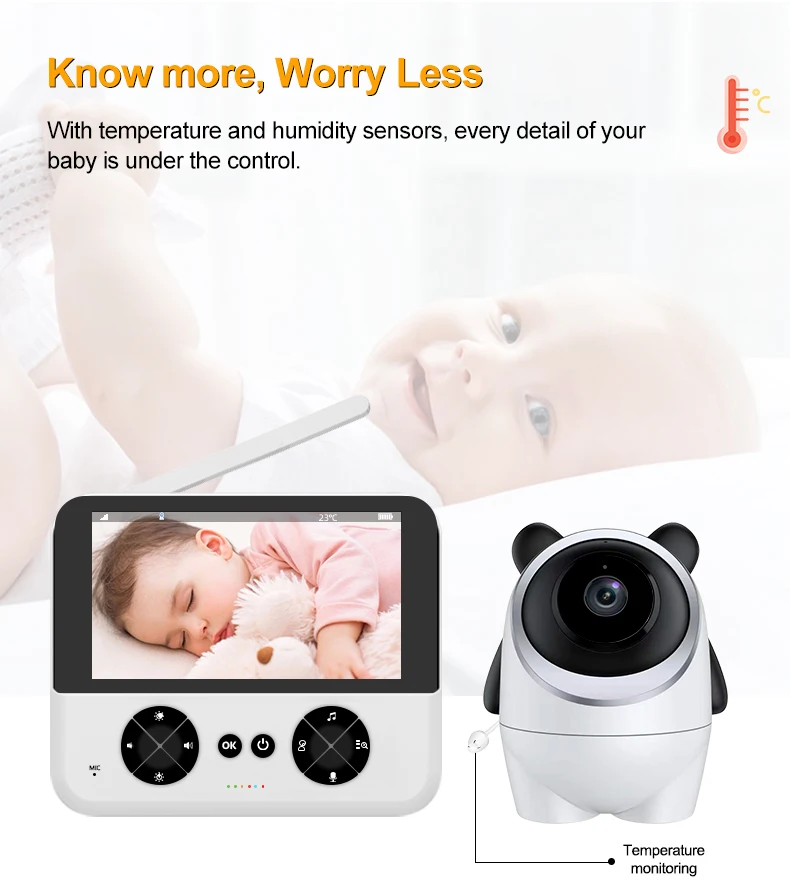 Smart mini wireless WiFi 4.3” HD display indoor security baby camera video voice home monitoring system 3000mah lithium battery