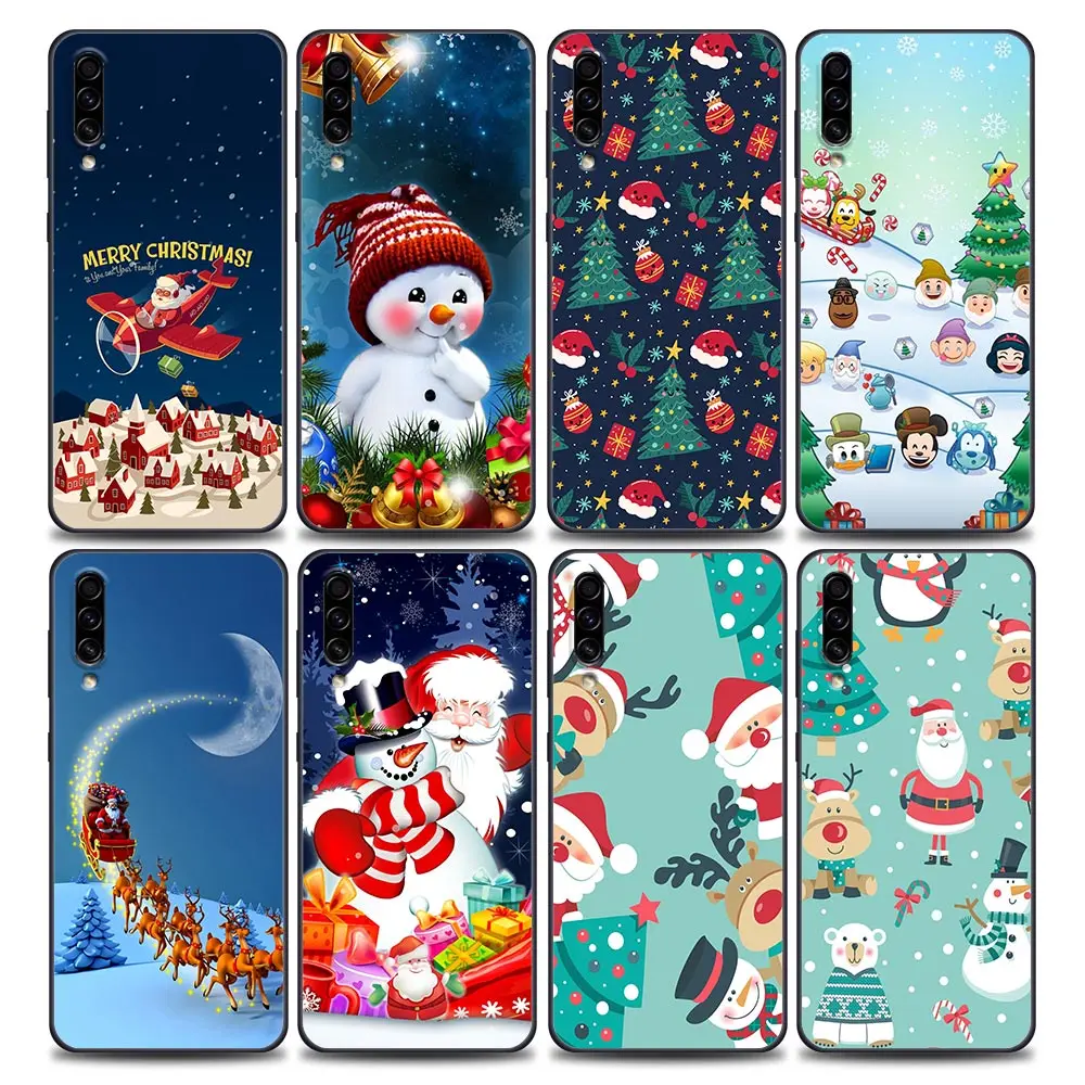 Phone Case For Samsung Galaxy A30s A10e A40 A50 A60 A70 A80 A7 A9 2018 Soft Funda Cover Merry Christmas Gift Santa Claus Snowman