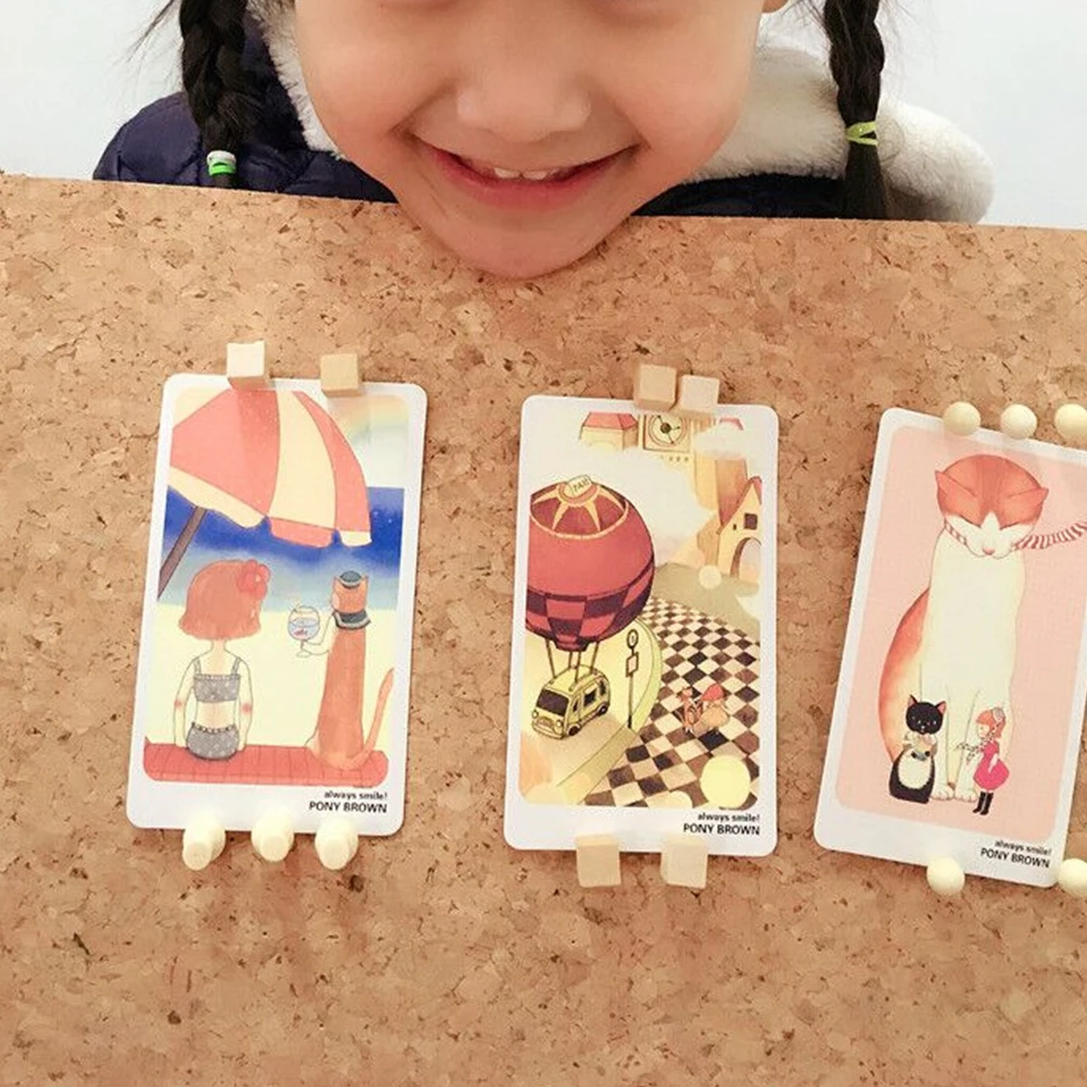 ชุดหมุดไม้ตกแต่งสำหรับติดแผนที่ แสดงรูปภาพ เอกสาร อุปกรณ์กระดานประกาศ หมุดติดซ้ำได้