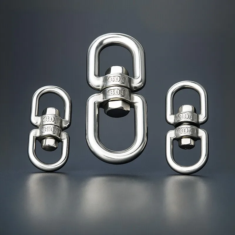 M3 M4 M5 M6 M8 M10~M14 304 Stainless Steel 8-word Universal Dog Chain Climbing Swivel Ring Hook Eye Connectors Carabiner Clasp