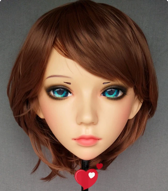 (Ling-2) Vrouwelijke Zoete Meisje Hars Half Hoofd Kigurumi BJD Ogen Crossdress Cosplay Japanse Anime Rol Lolita Masker Met Ogen En Pruik
