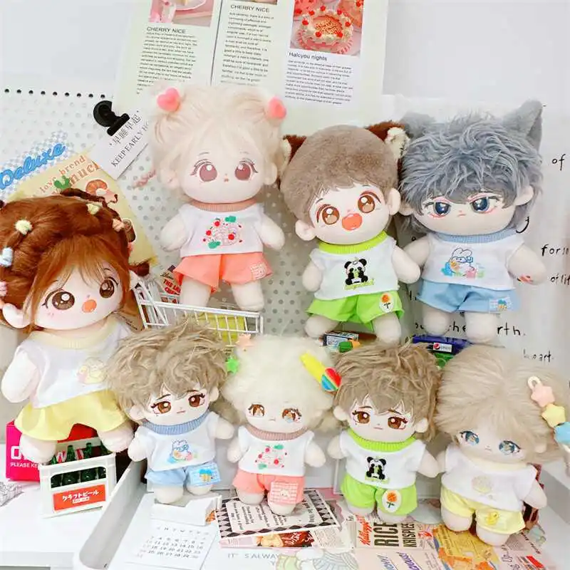 For 10cm Doll Clothes 20cm Plush Doll Clothes Outfit Dolls Accessories Cultivate T-shirt+Pants Children's Gift Toys in Stock