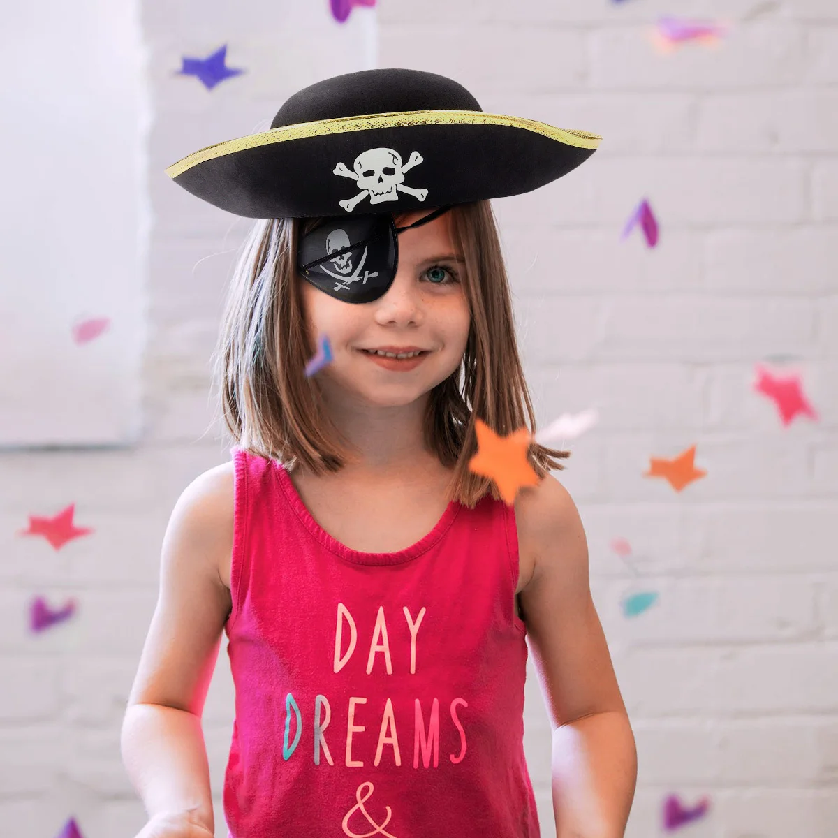 3Pcs Halloween Pirate Costume Accessory Set Party Cosplay Caribbean Hat Suit Pirate Costume Set Cosplay Props Suit