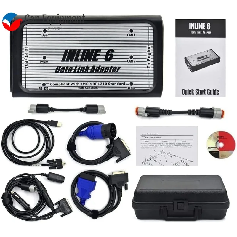 

Inline 6 Data Link Adapter Full kit with 8 Cable for Cummins Engine J1939 J1708 Protocols Aftermarket Heavy Duty Diagnostic Tool