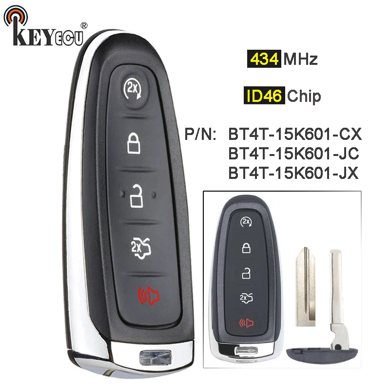 KEYECU 433MHz PCF7953 BT4T-15K601-JC BT4T-15K601-CX Smart Remote Key Fob for Ford Edge Escape Explorer Taurus Flex Focus