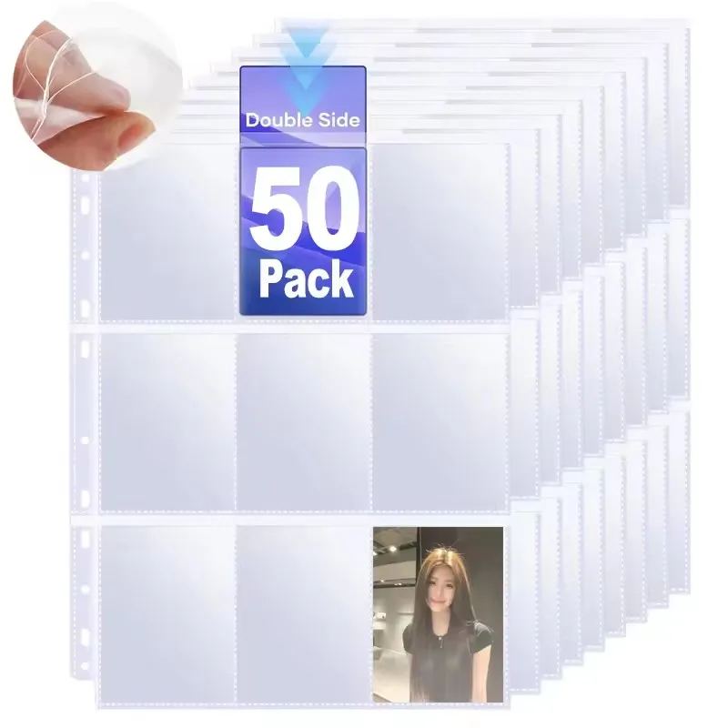 Double-Sided Card Sleeves Binder Pocket Gaming Trading Cards Kpop Album Page Binder Sheets for Stickers Stamps Card Page Storage