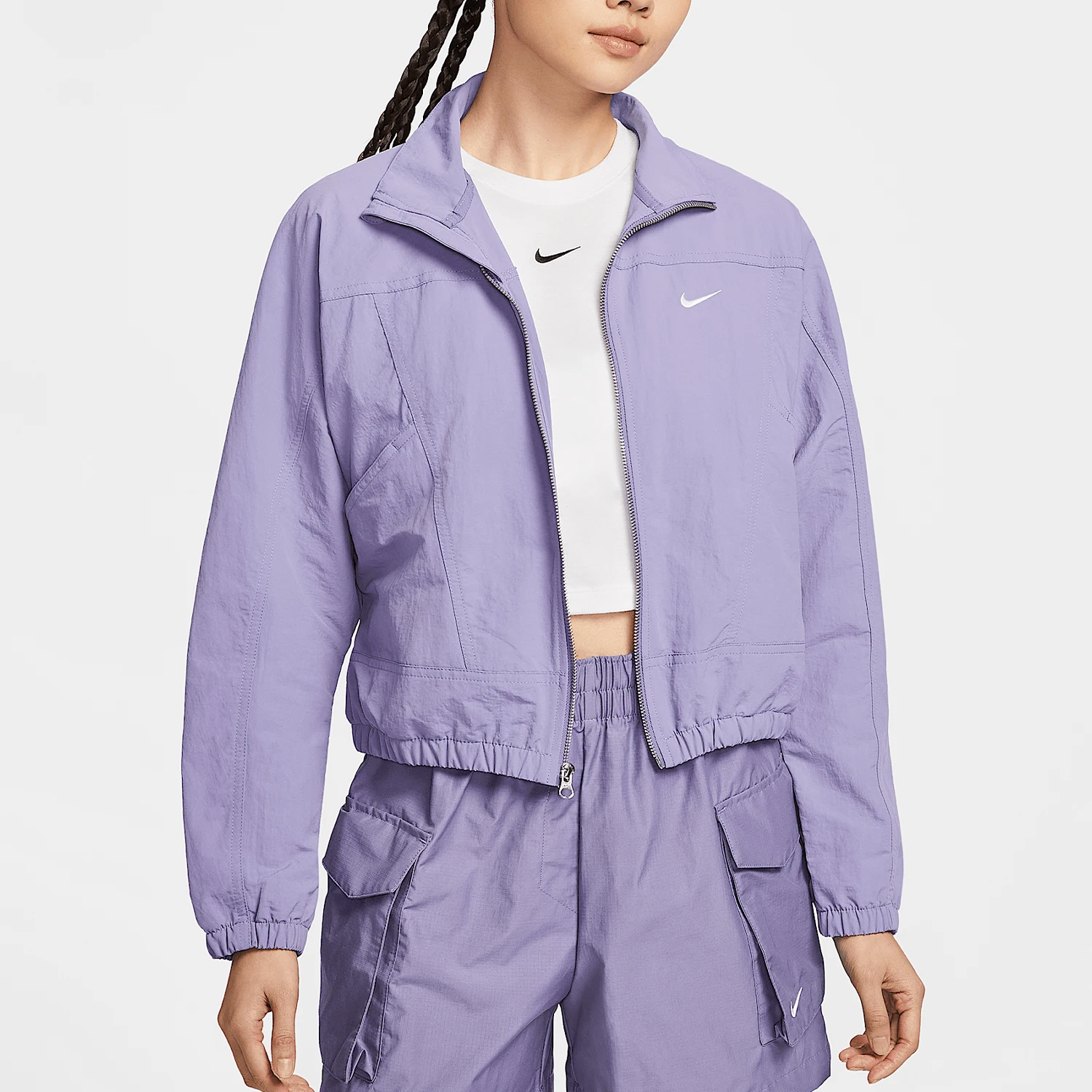 

Nike genuine 2025 Summer Women's Stand Collar Loose Short Jacket HJ1000-527