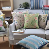 Home Decorative Pillow Cover Wholesales Soft Velvet /Cotton Linen Cushion Cover Vintage Shabby Chic Floral Pink Green  45x45cm
