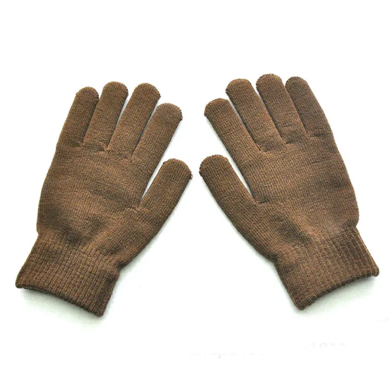 Winter Knitted Woolen Couple Gloves Autumn Solid Color Full Finger Mittens Hand Warmer Men Women Gloves Thicken Cycling Gloves