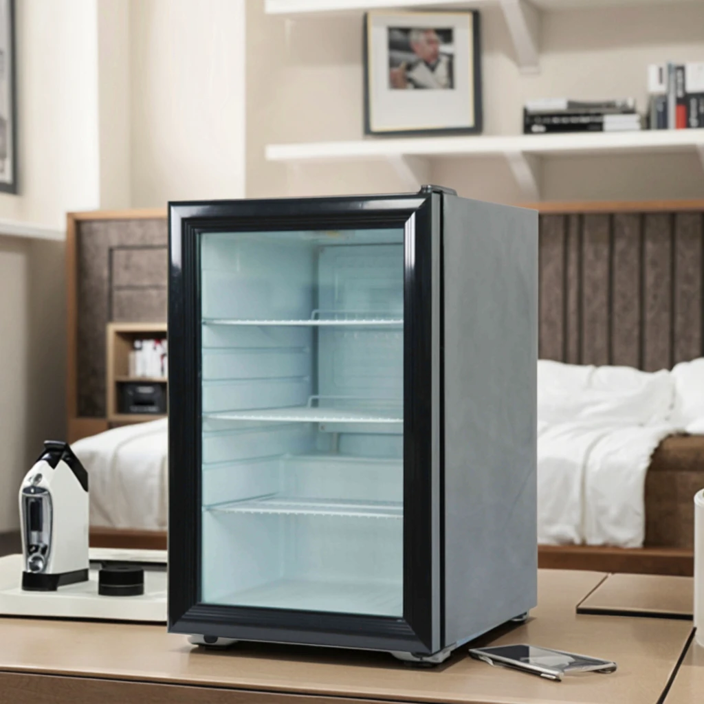 59L French Door Portable Air Cooling Refrigerator Drink Chocolate Cooler for Car & Hotel Use Battery Powered Mini Fridge
